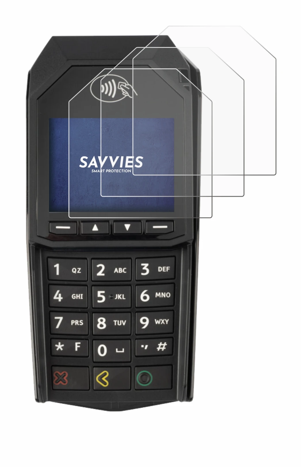 Image de l'appareil ingenico Lane/3000 (non-touch) avec une grande variété de protections d'écran.