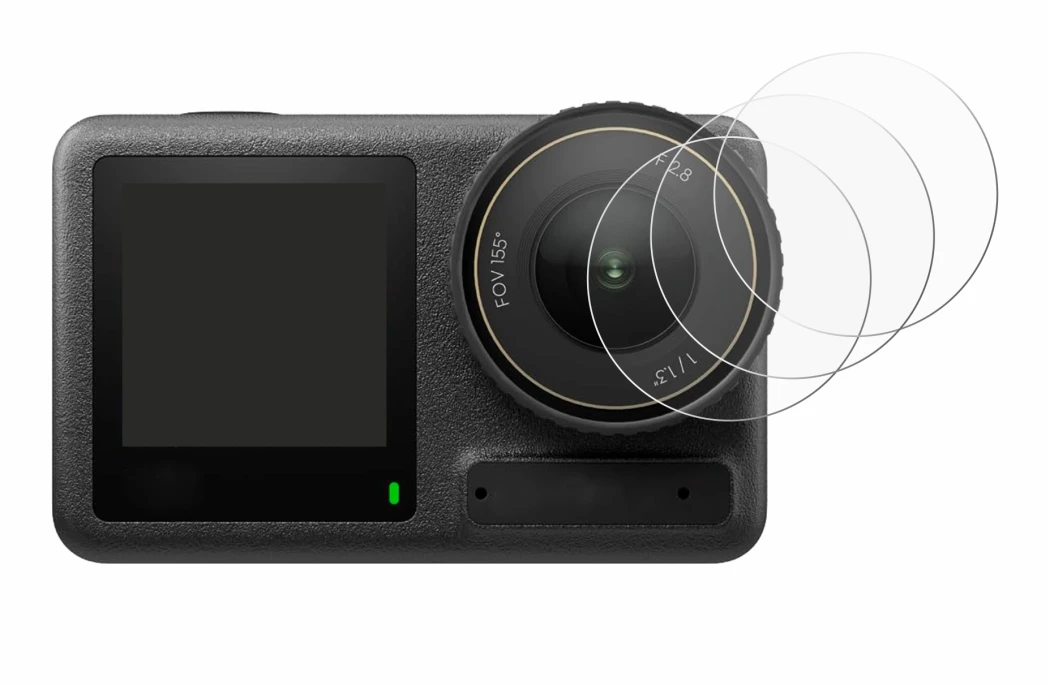 Image de l'appareil DJI Osmo Action 4 (Lentille) avec une grande variété de protections d'écran.