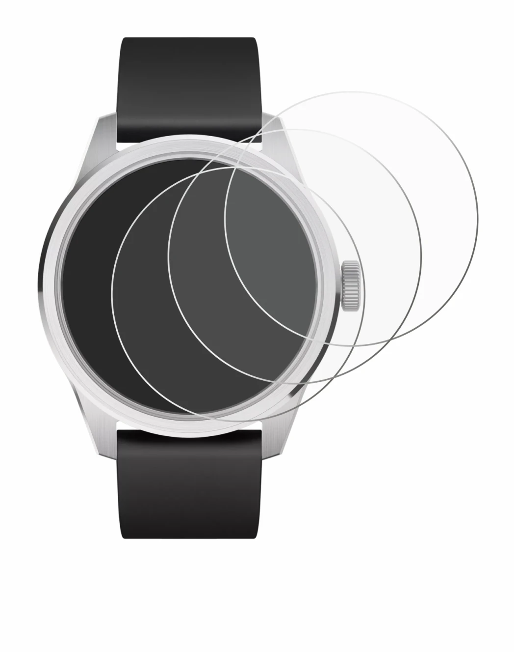 Image de l'appareil Withings ScanWatch 2 (42 mm) avec une grande variété de protections d'écran.