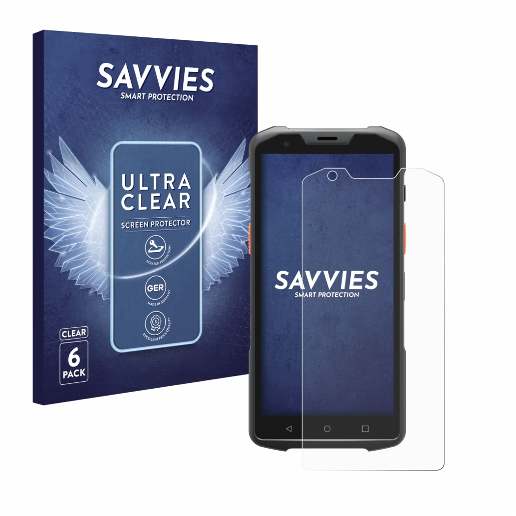Face avant d’un emballage produit avec le logo de la marque Savvies. À côté, l’appareil Sunmi L2s Pro est représenté avec la p