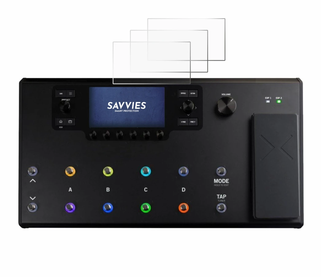 Image de l'appareil Line 6 Helix LT avec une grande variété de protections d'écran.