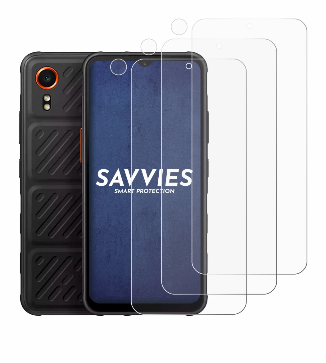 Image de l'appareil Samsung Galaxy XCover 7 (Avant+Caméra) avec une grande variété de protections d'écran.