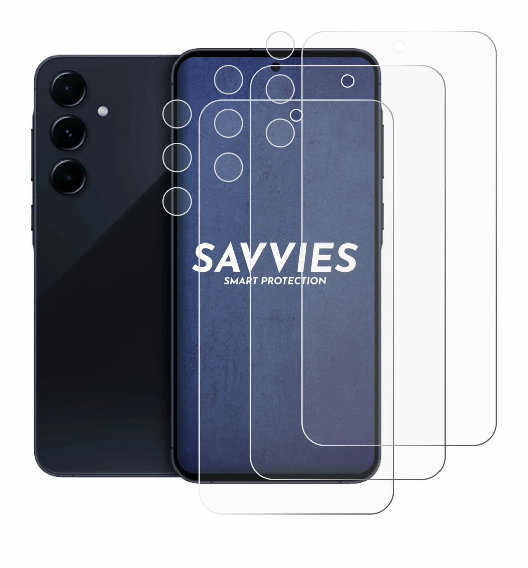 Image de l'appareil Samsung Galaxy A55 5G (Avant+Caméra) avec une grande variété de protections d'écran.