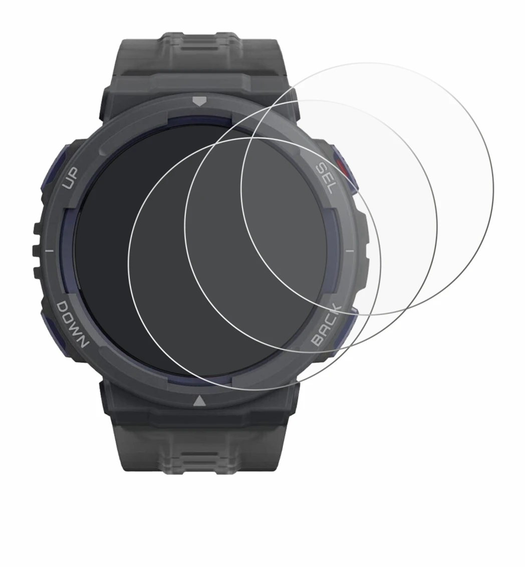 Image de l'appareil Amazfit Active Edge avec une grande variété de protections d'écran.