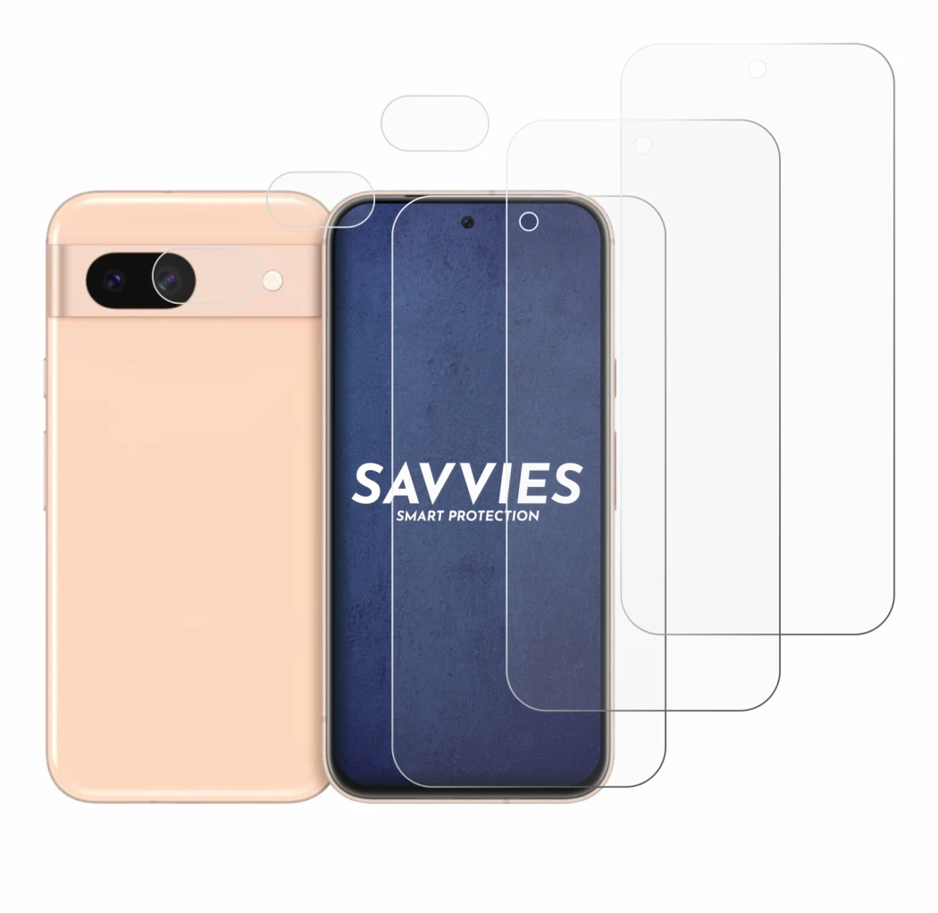 Image de l'appareil Google Pixel 8a (Avant+Caméra) avec une grande variété de protections d'écran.