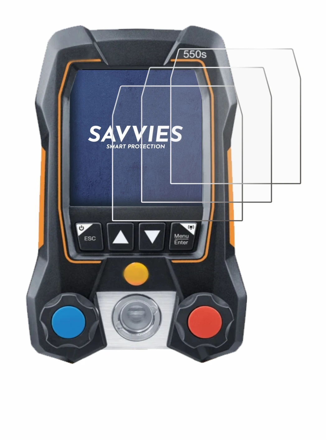 Image de l'appareil Testo 550s avec une grande variété de protections d'écran.