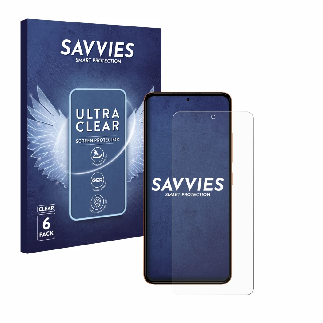 Face avant d’un emballage produit avec le logo de la marque Savvies. À côté, l’appareil HMD Pulse est représenté avec la prote