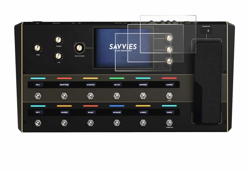 Image de l'appareil Headrush Prime avec une grande variété de protections d'écran.