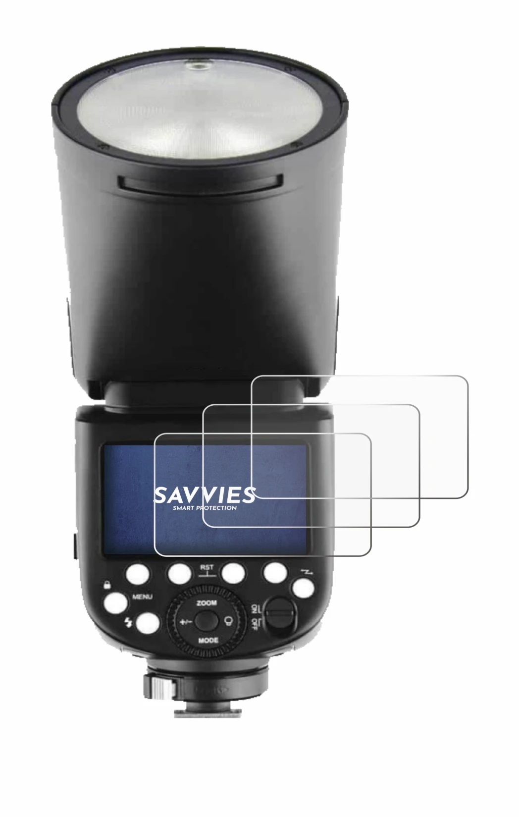 Image de l'appareil Godox TT685 II avec une grande variété de protections d'écran.