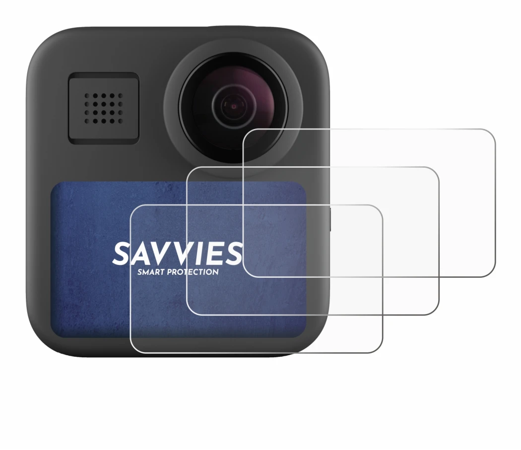 Image de l'appareil GoPro Max (2025) avec une grande variété de protections d'écran.