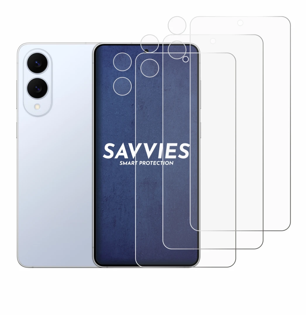 Image de l'appareil Samsung Galaxy S25 Edge (Avant+Caméra) avec une grande variété de protections d'écran.