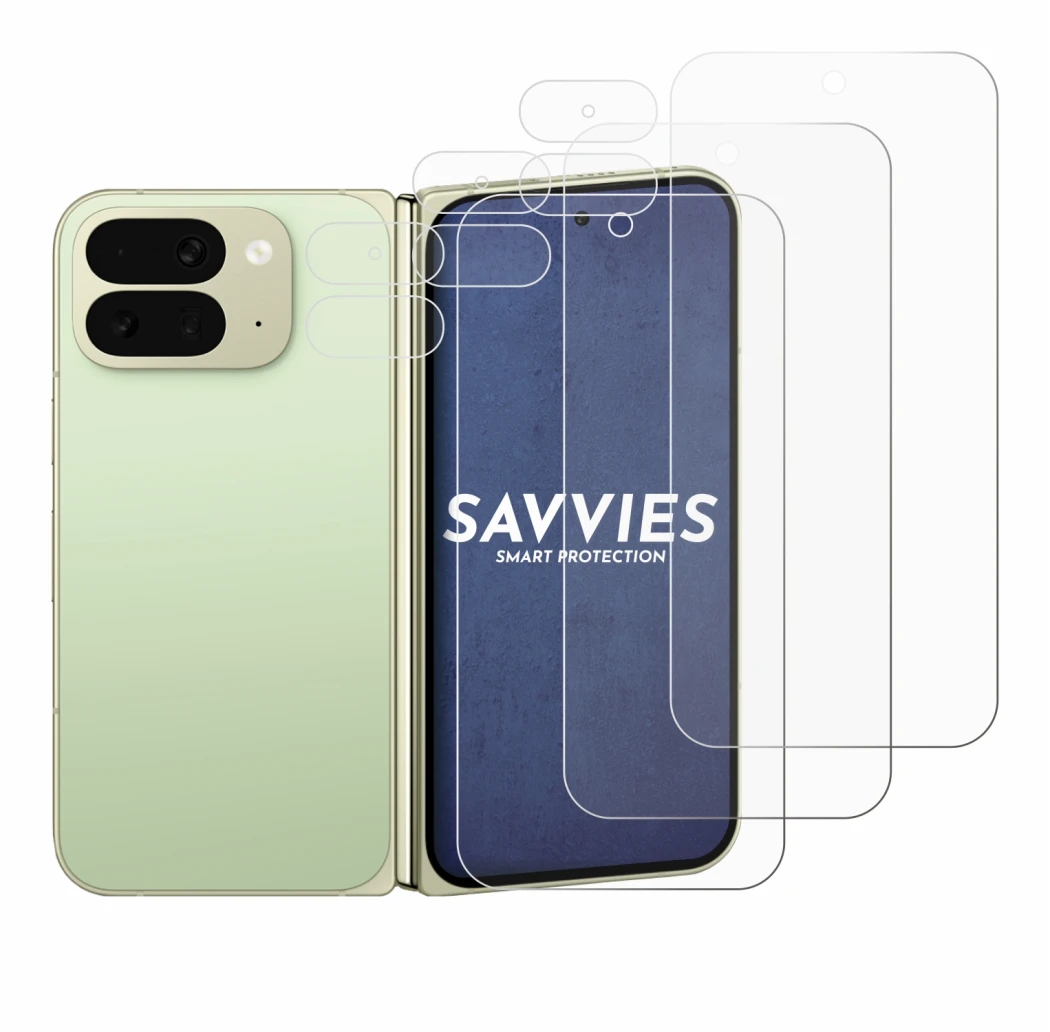 Image de l'appareil Google Pixel 10 Pro Fold (Avant+Caméra) avec une grande variété de protections d'écran.