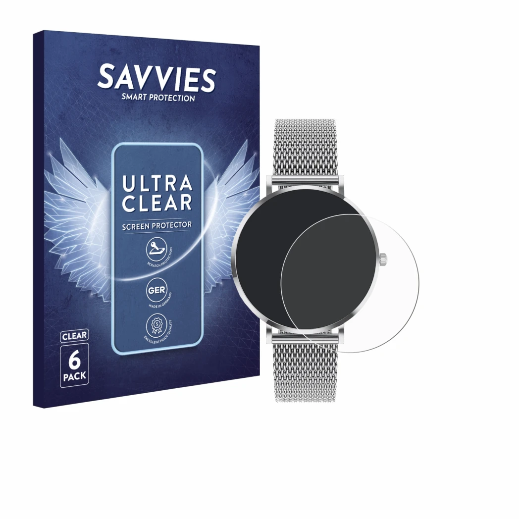 Face avant d’un emballage produit avec le logo de la marque Savvies. À côté, l’appareil Pireware Amory 5 Mini est représenté a