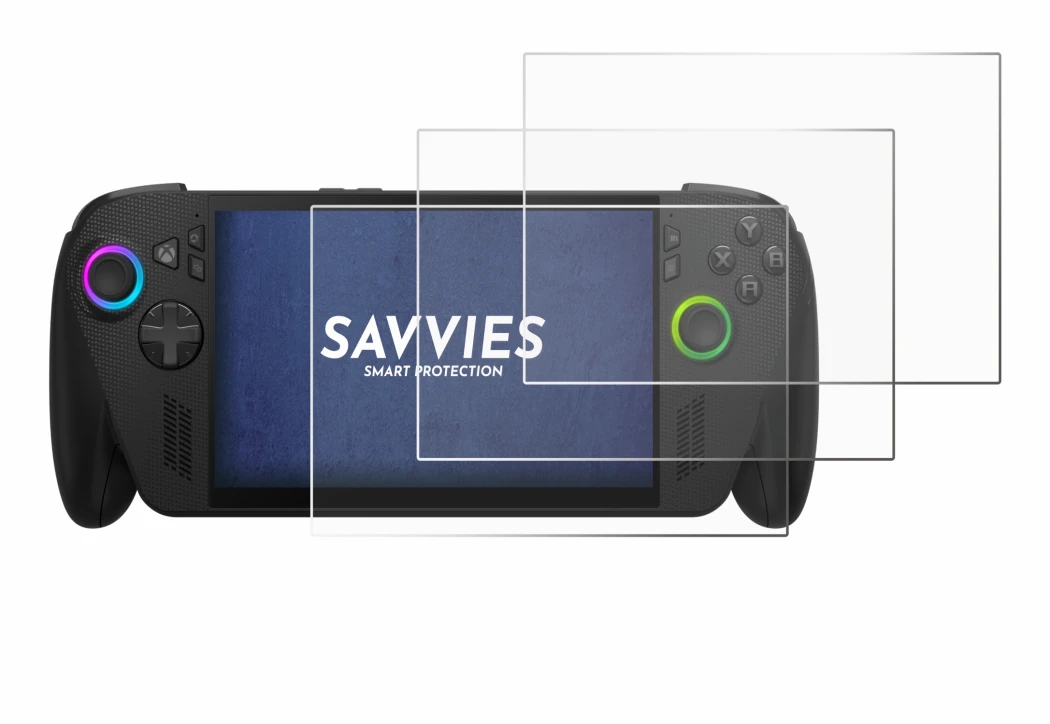 Image de l'appareil ASUS ROG Ally X 2025 avec une grande variété de protections d'écran.