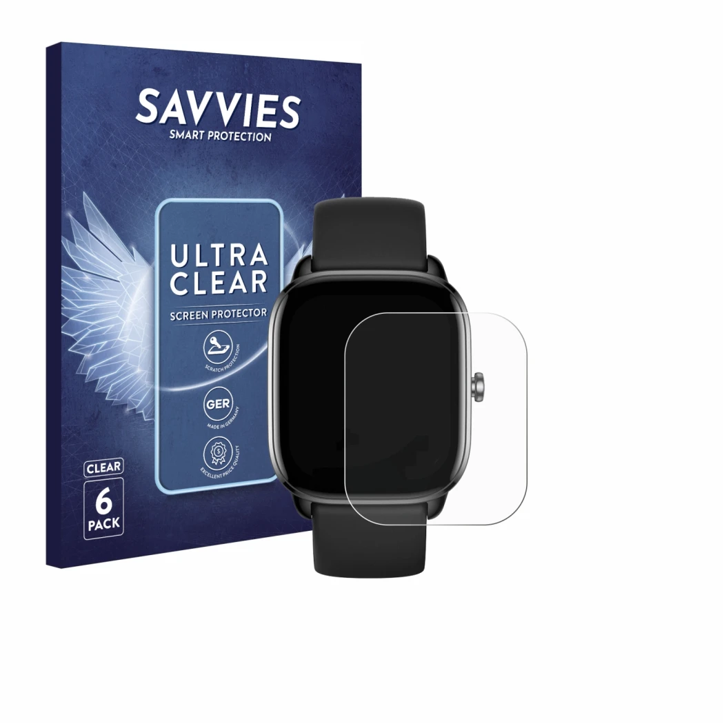 Face avant d’un emballage produit avec le logo de la marque Savvies. À côté, l’appareil Sector Smartwatch S-07 est représenté 