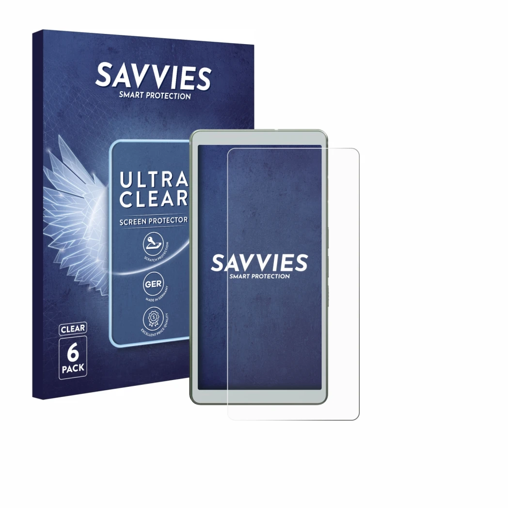 Face avant d’un emballage produit avec le logo de la marque Savvies. À côté, l’appareil Viwoods AiPaper Reader est représenté 
