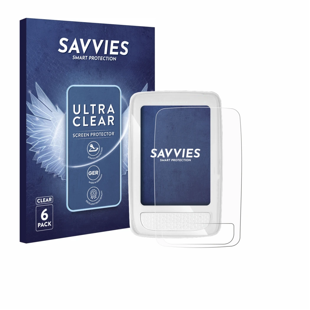 Face avant d’un emballage produit avec le logo de la marque Savvies. À côté, l’appareil Giant Axact 14W est représenté avec la