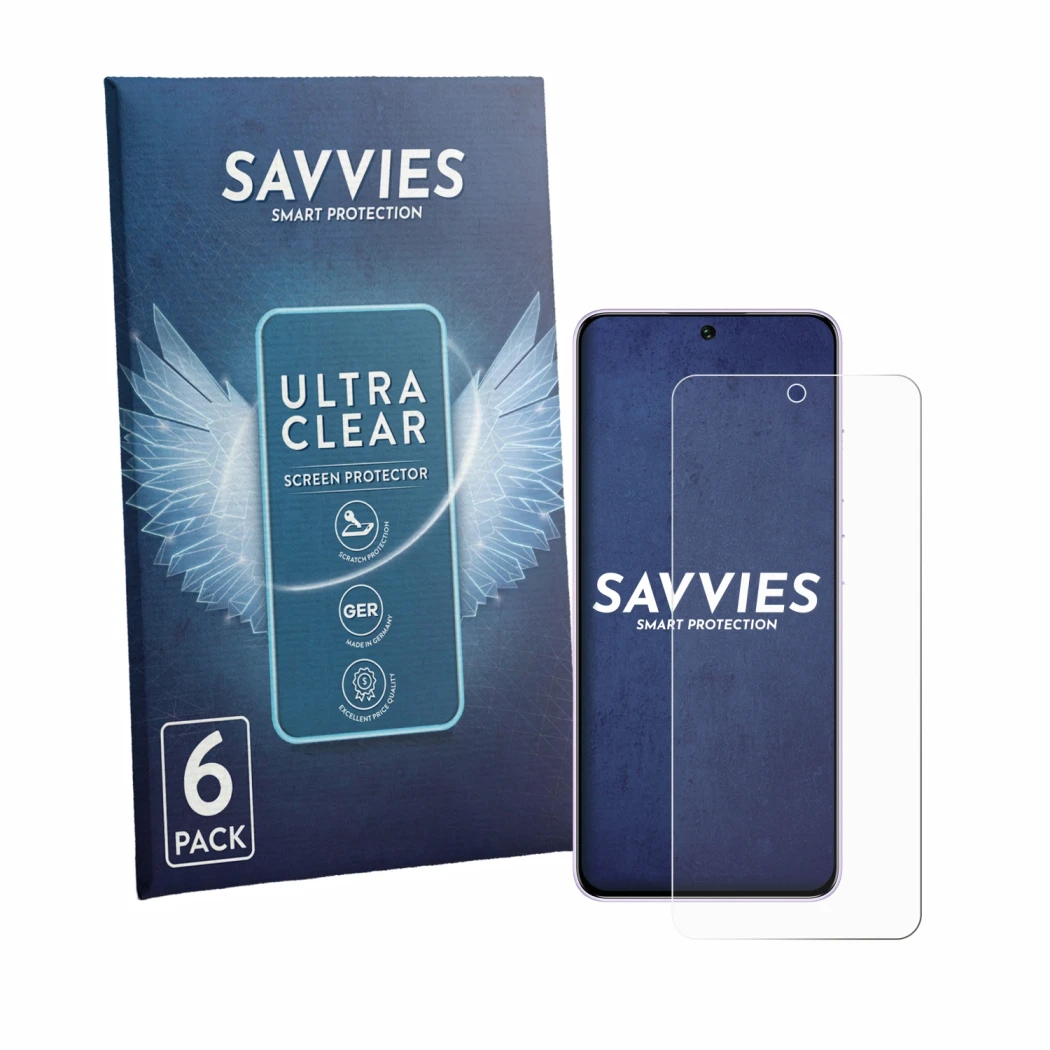 Face avant d’un emballage produit avec le logo de la marque Savvies. À côté, l’appareil Oukitel C26 est représenté avec la pro