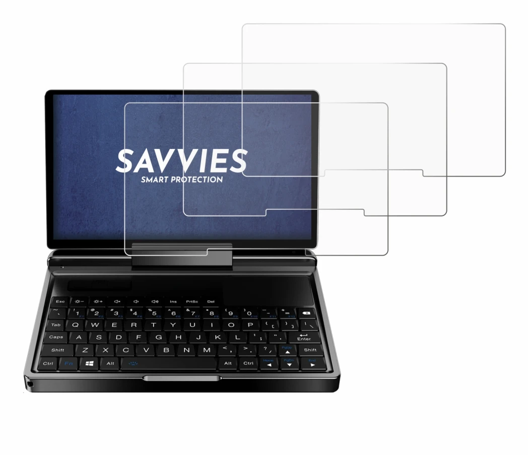 Image de l'appareil GPD MicroPC 2 avec une grande variété de protections d'écran.