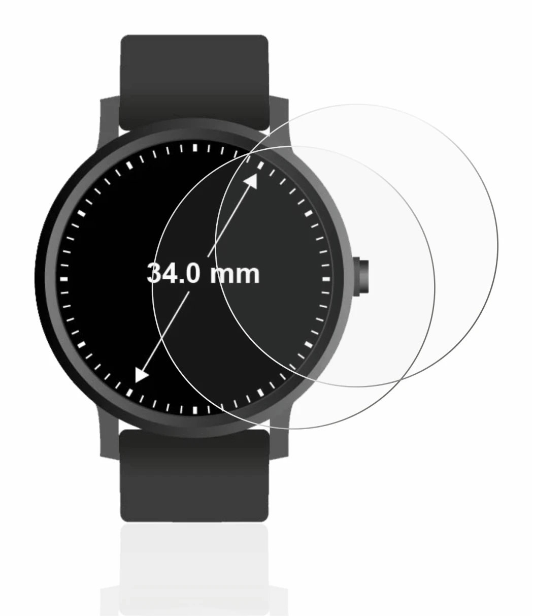Image de l'appareil Montres (Circulaire, ø: 34 mm) avec une grande variété de protections d'écran.