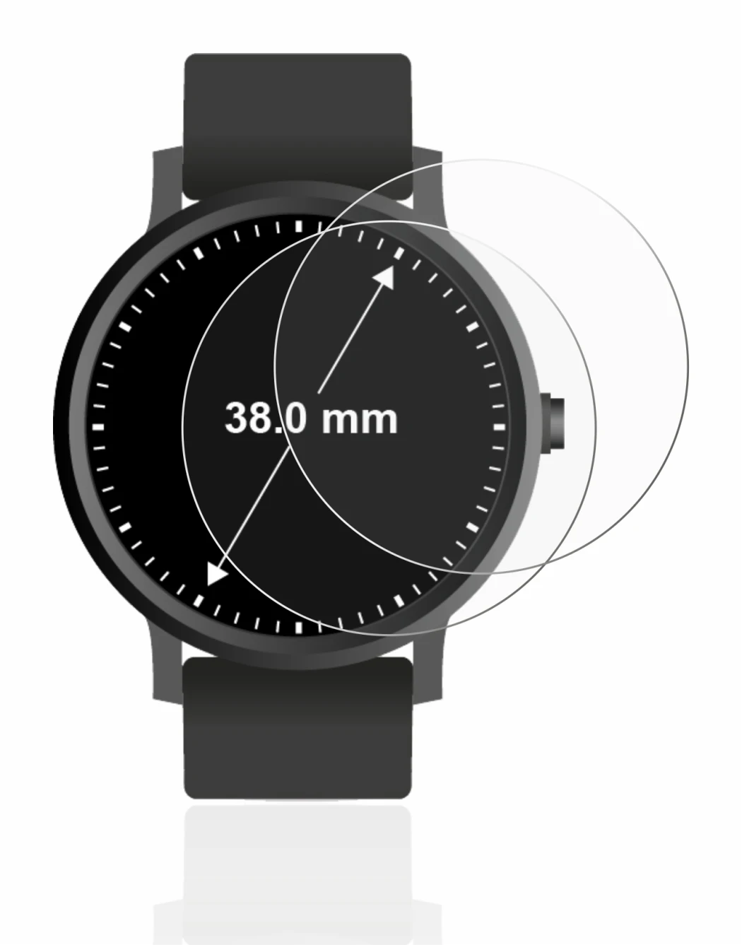 Image de l'appareil Montres (Circulaire, ø: 38 mm) avec une grande variété de protections d'écran.