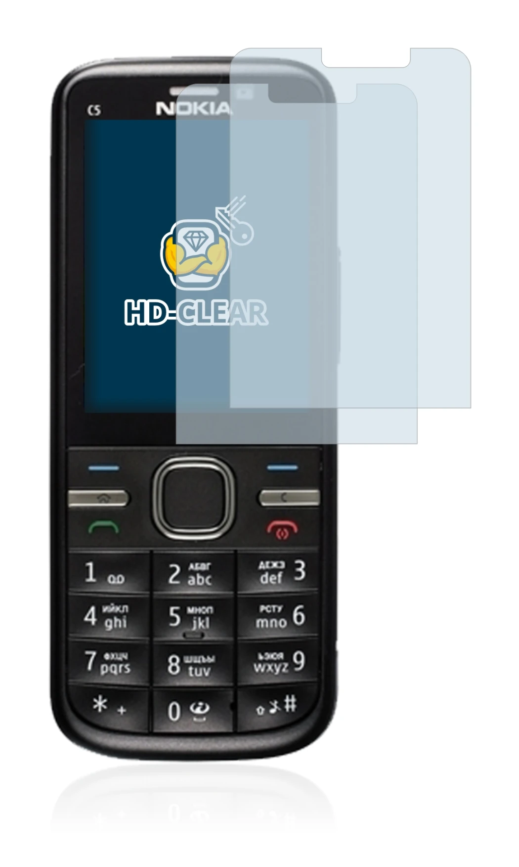 Image de l'appareil Nokia C5-00 avec une grande variété de protections d'écran.