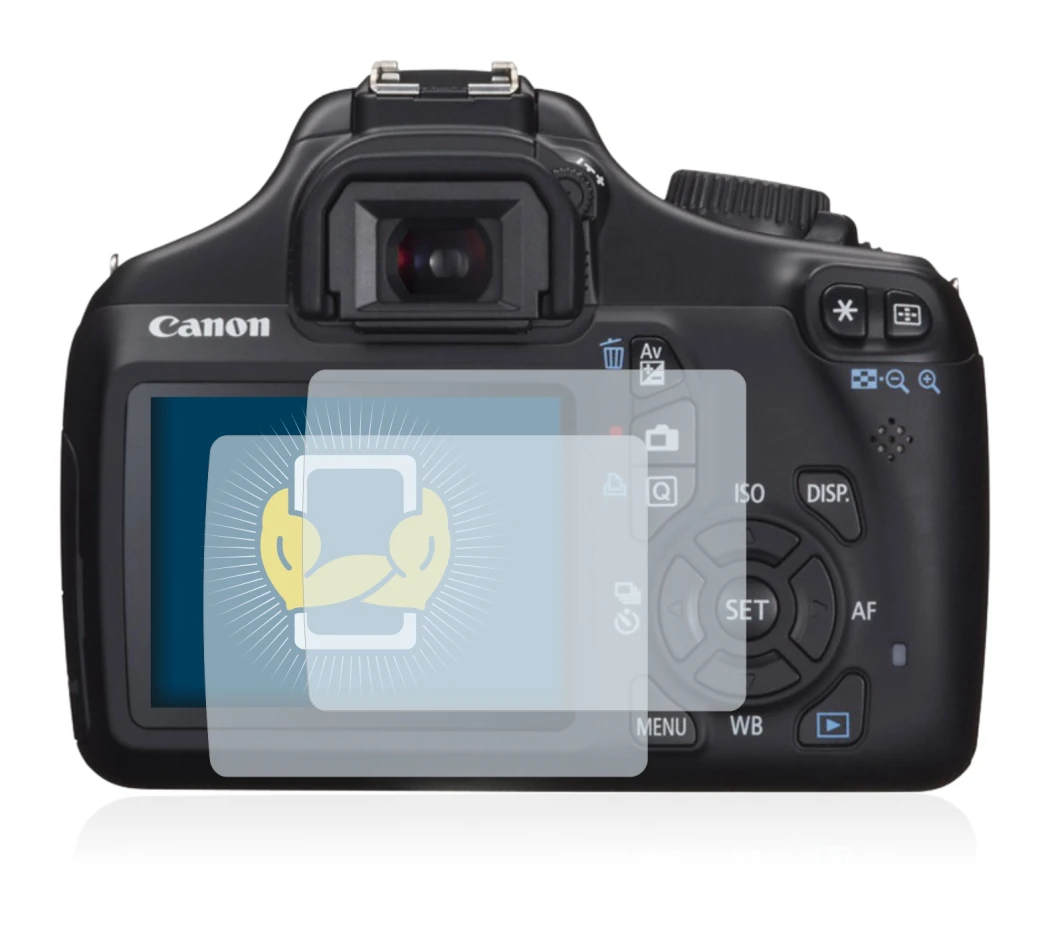 Image de l'appareil Canon EOS 1100D avec une grande variété de protections d'écran.