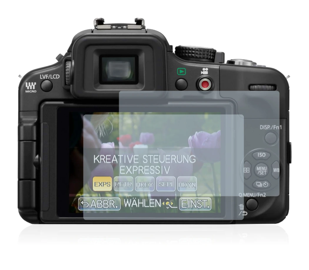 Image de l'appareil Panasonic Lumix DMC-G3 avec une grande variété de protections d'écran.