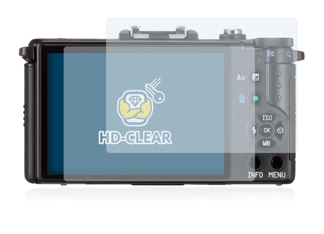 Image de l'appareil Pentax Q avec une grande variété de protections d'écran.