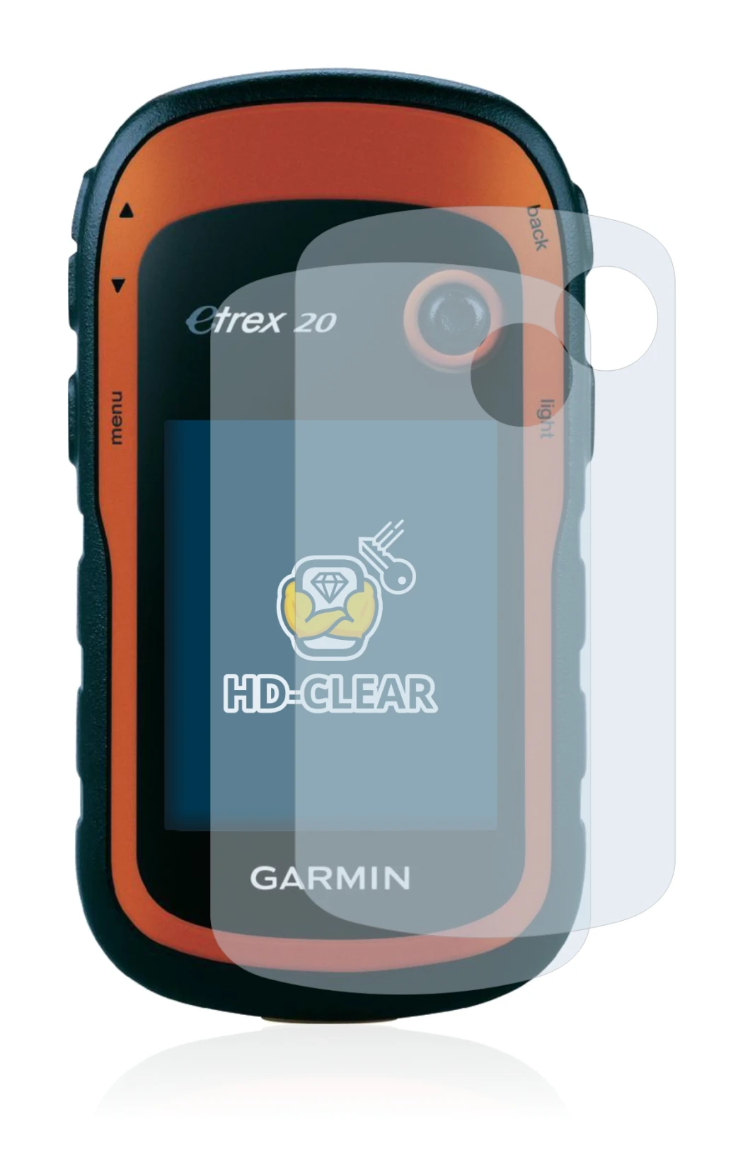 Image de l'appareil Garmin eTrex 20 avec une grande variété de protections d'écran.