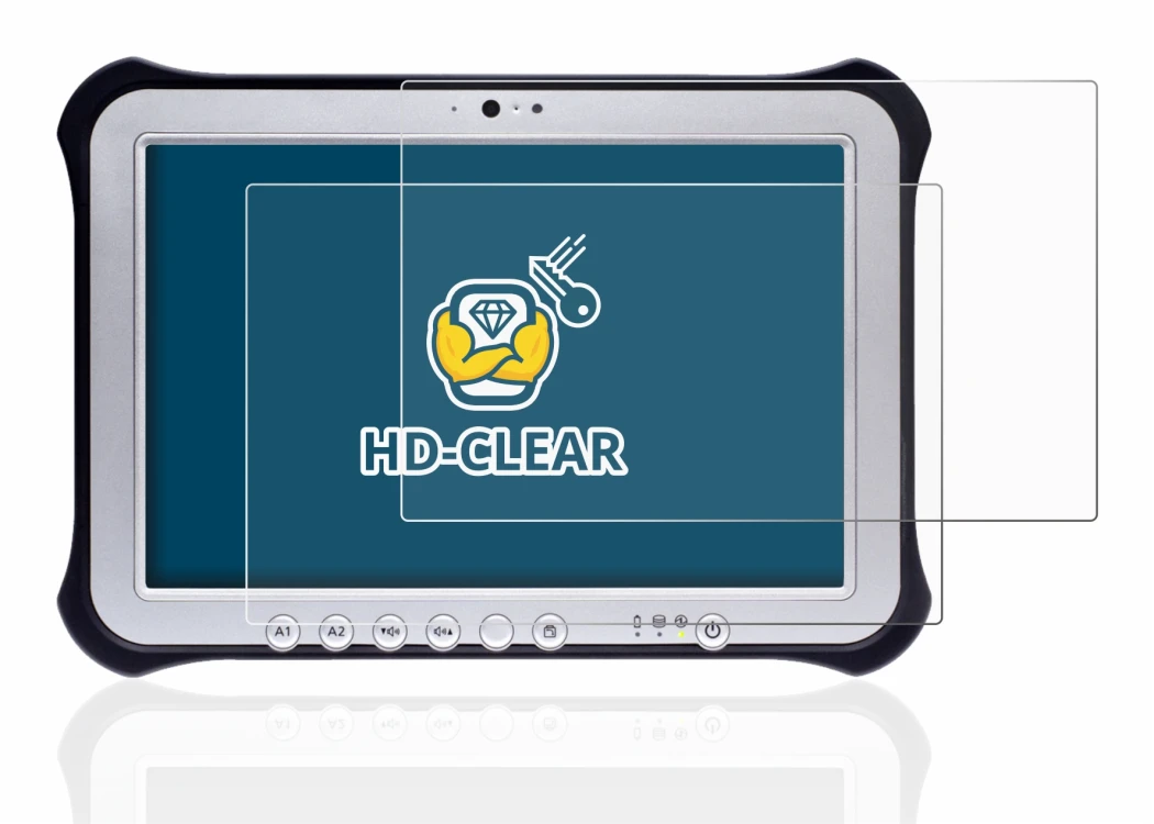 Image de l'appareil Panasonic Toughpad FZ-G1 avec une grande variété de protections d'écran.