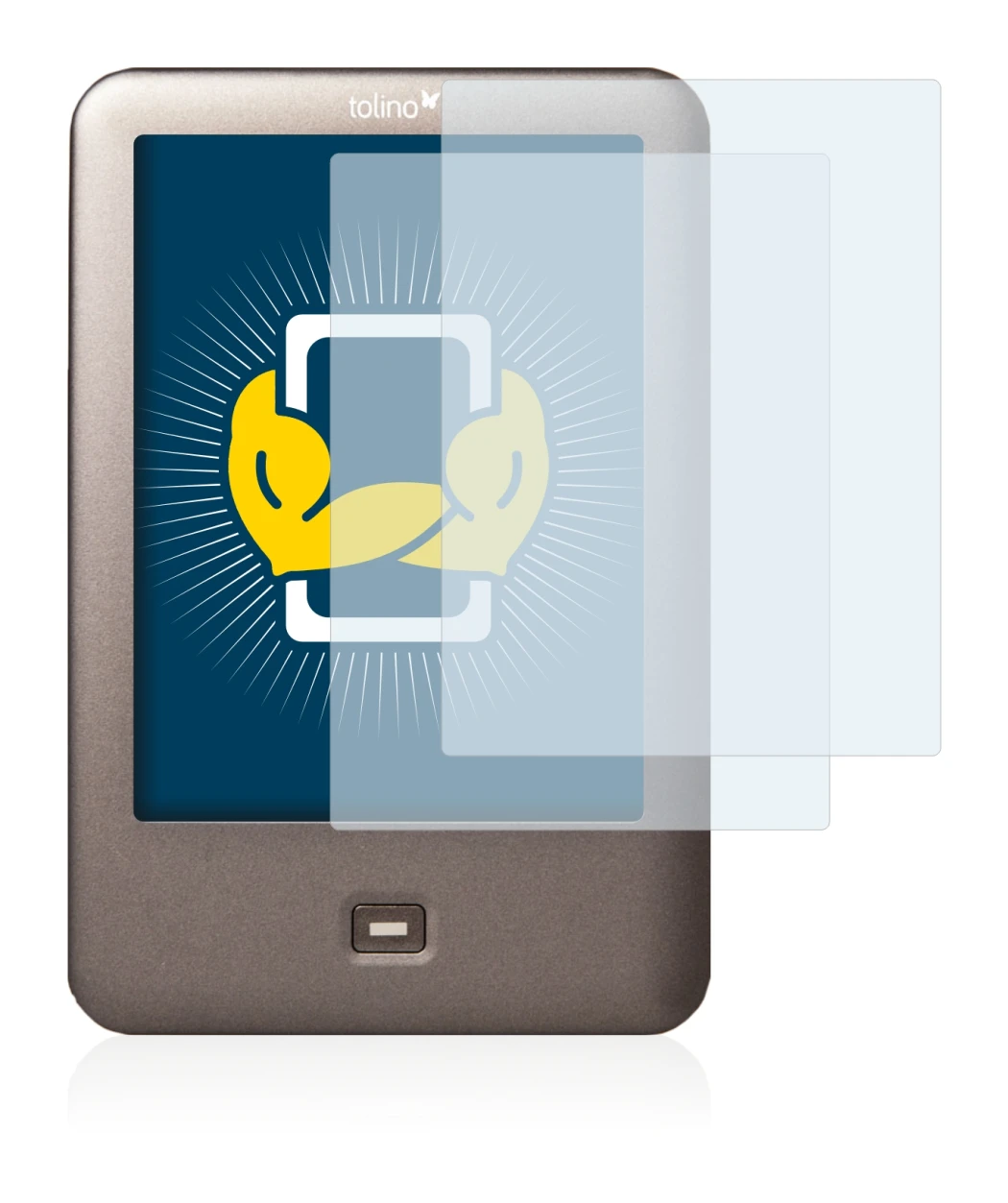 Image de l'appareil Tolino Shine avec une grande variété de protections d'écran.