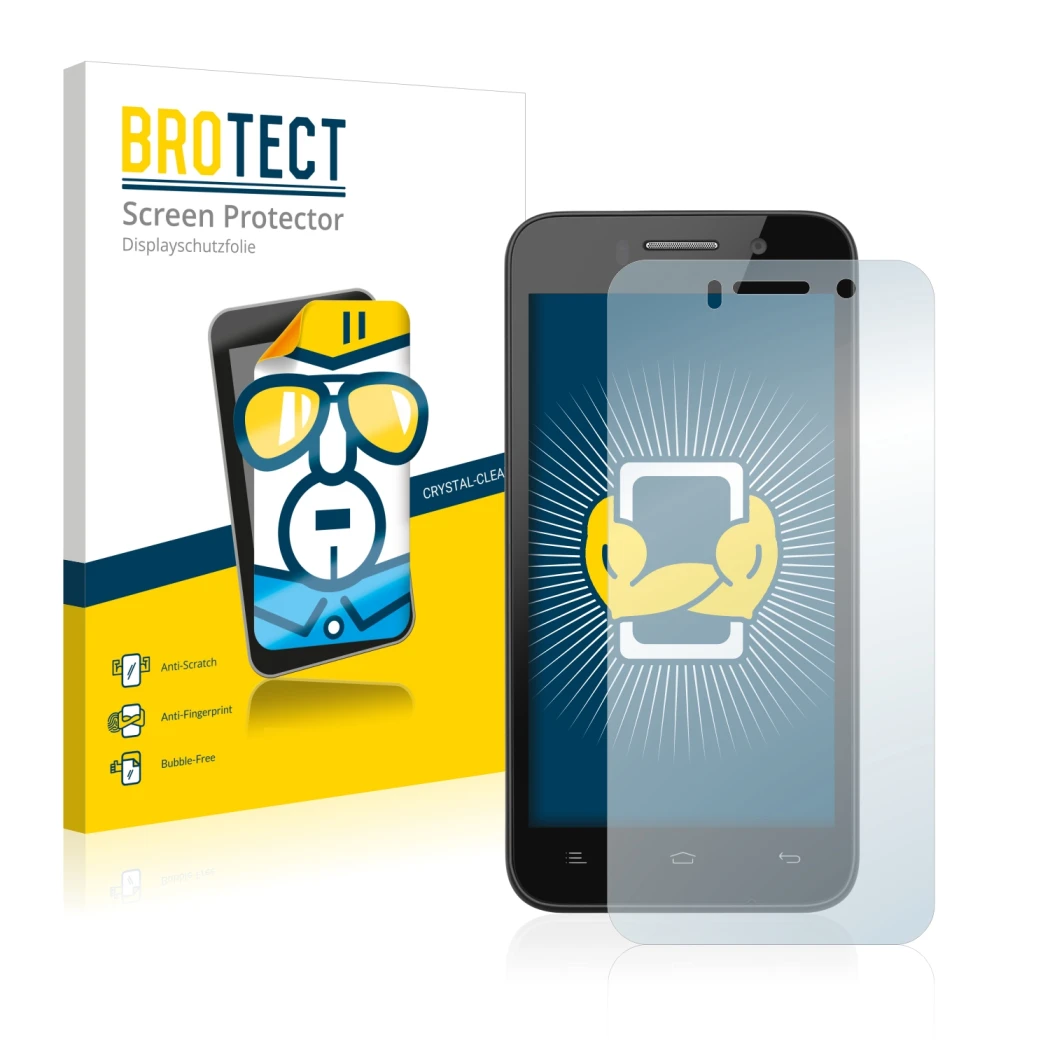 Face avant d’un emballage produit avec le logo de la marque BROTECT. À côté, l’appareil NGM Forward Infinity est représenté av