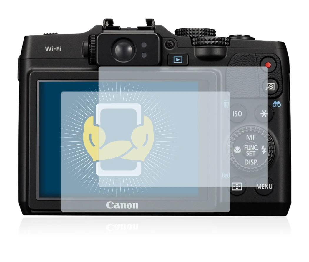 Image de l'appareil Canon PowerShot G16 avec une grande variété de protections d'écran.
