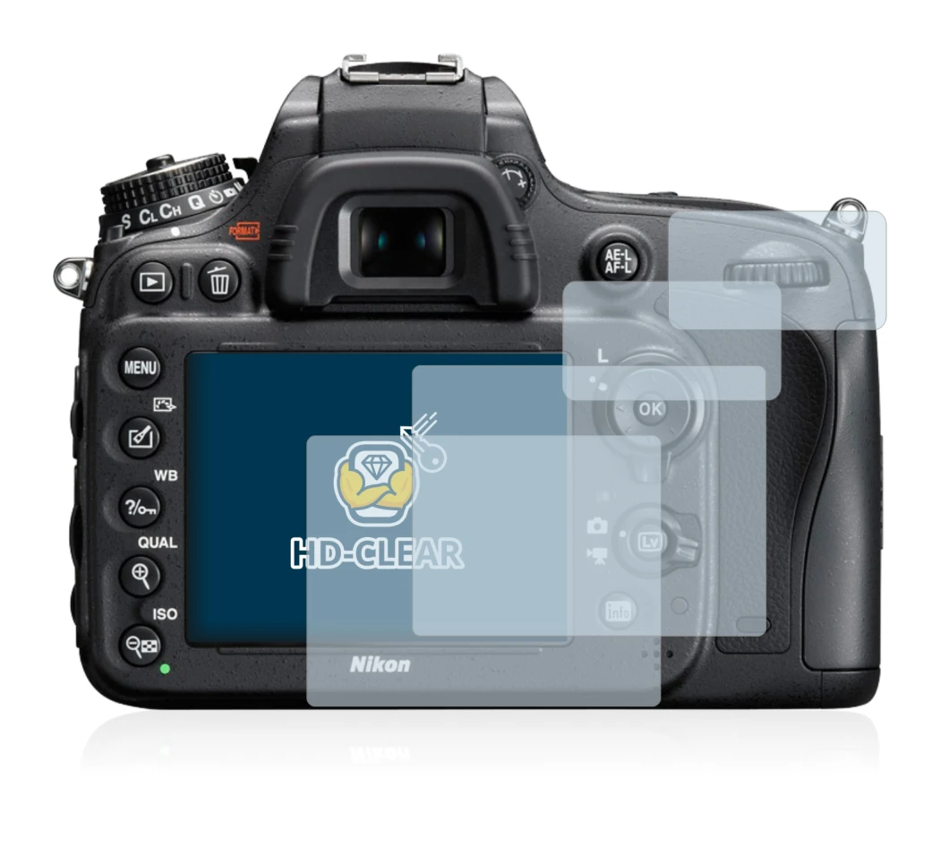 Image de l'appareil Nikon D610 avec une grande variété de protections d'écran.