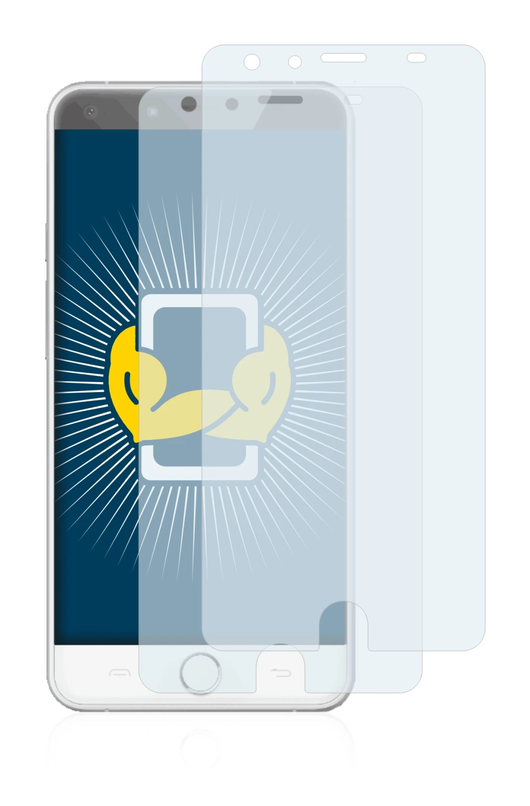 Image de l'appareil Ulefone Be Touch avec une grande variété de protections d'écran.