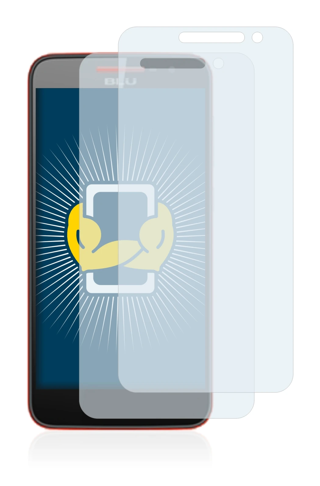 Image de l'appareil BLU Studio C avec une grande variété de protections d'écran.