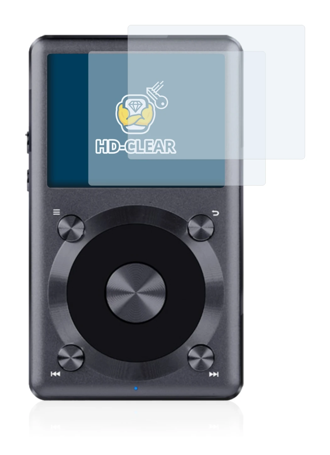Image de l'appareil FiiO X3 II avec une grande variété de protections d'écran.