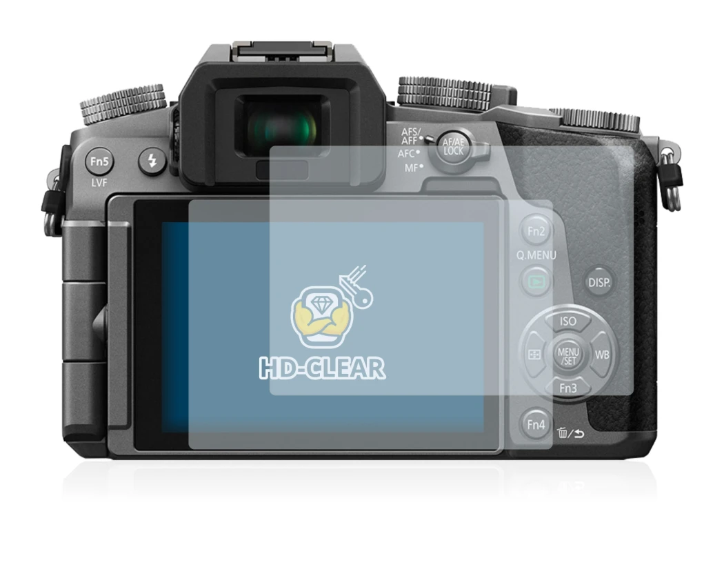 Image de l'appareil Panasonic Lumix DMC-G7 avec une grande variété de protections d'écran.