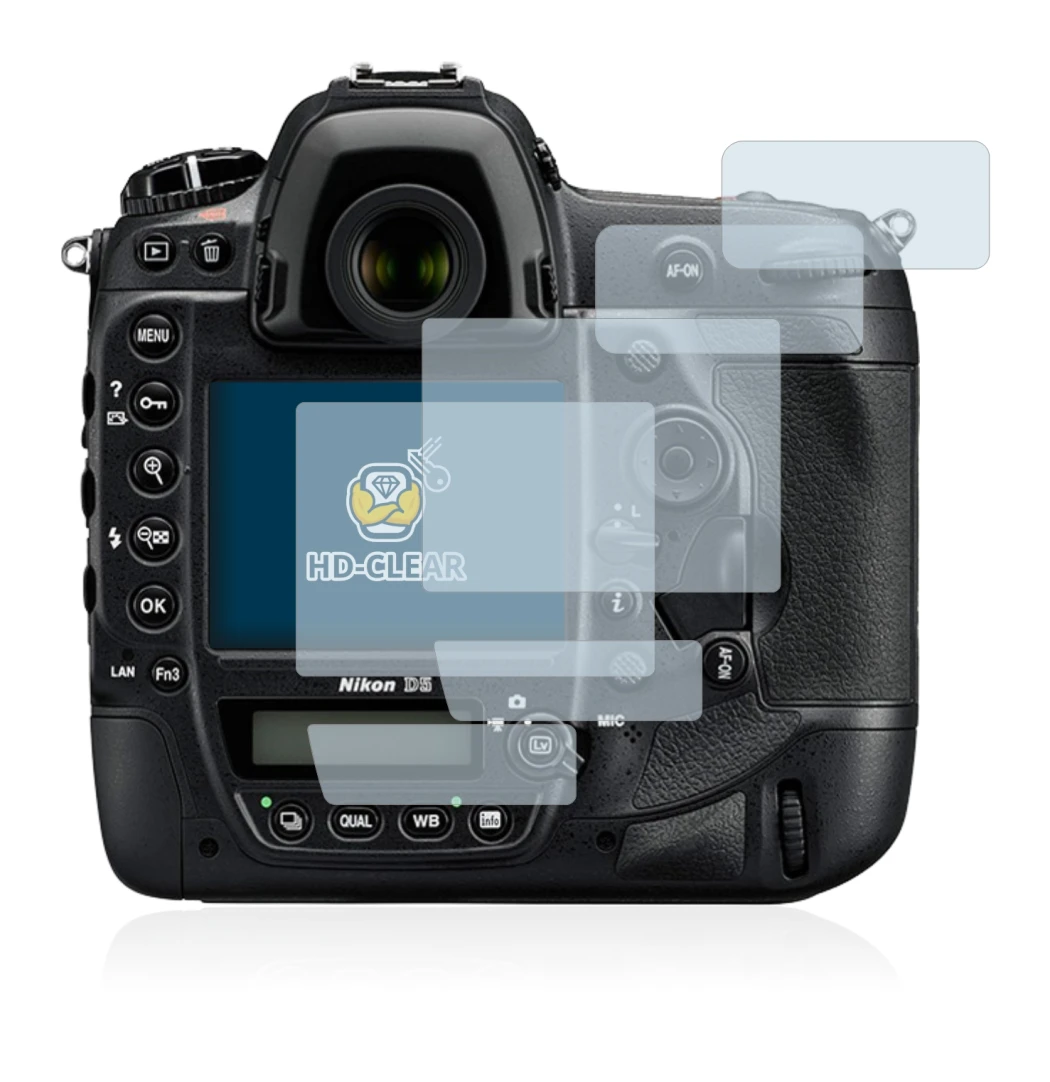 Image de l'appareil Nikon D5 avec une grande variété de protections d'écran.