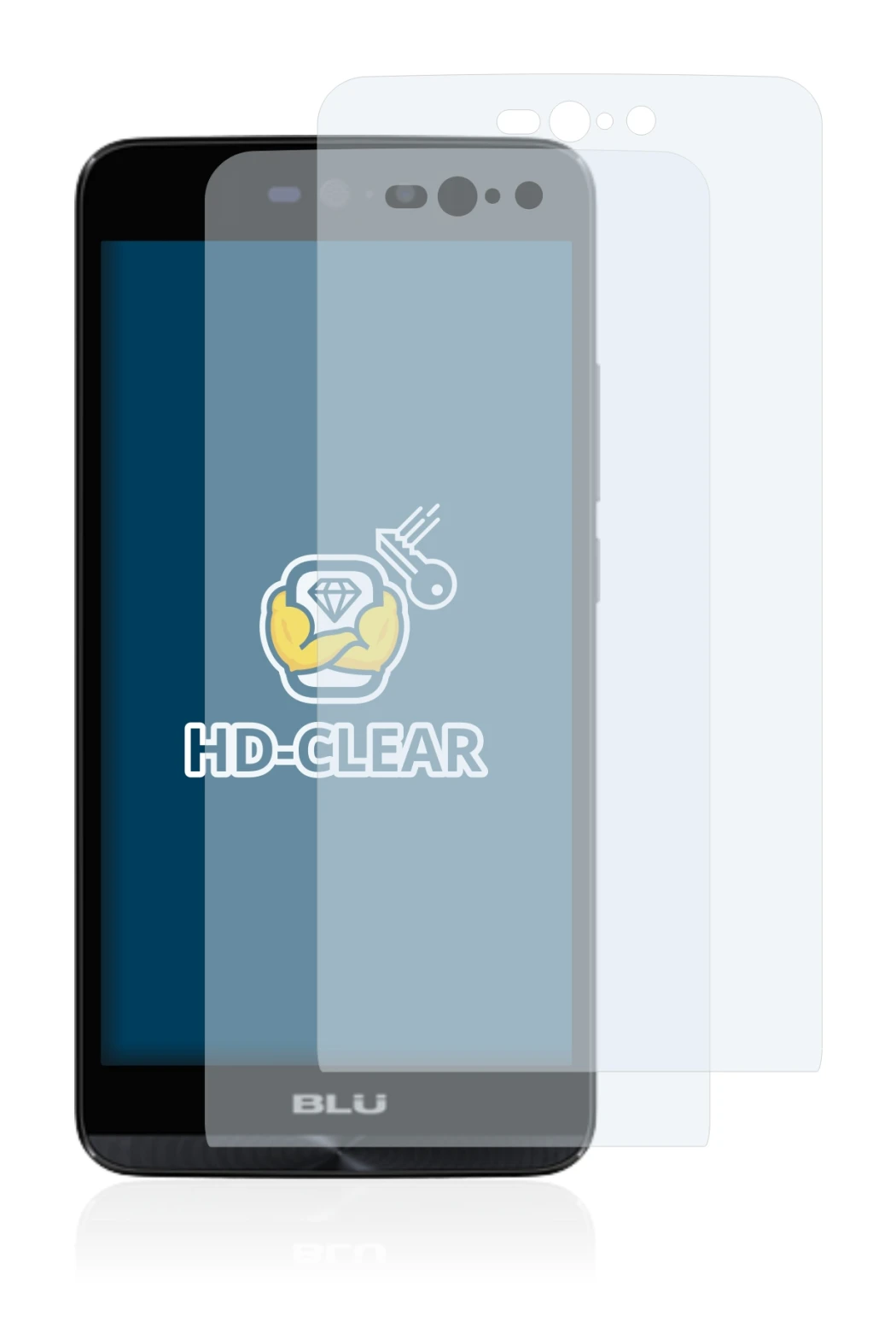 Image de l'appareil BLU Dash X LTE avec une grande variété de protections d'écran.