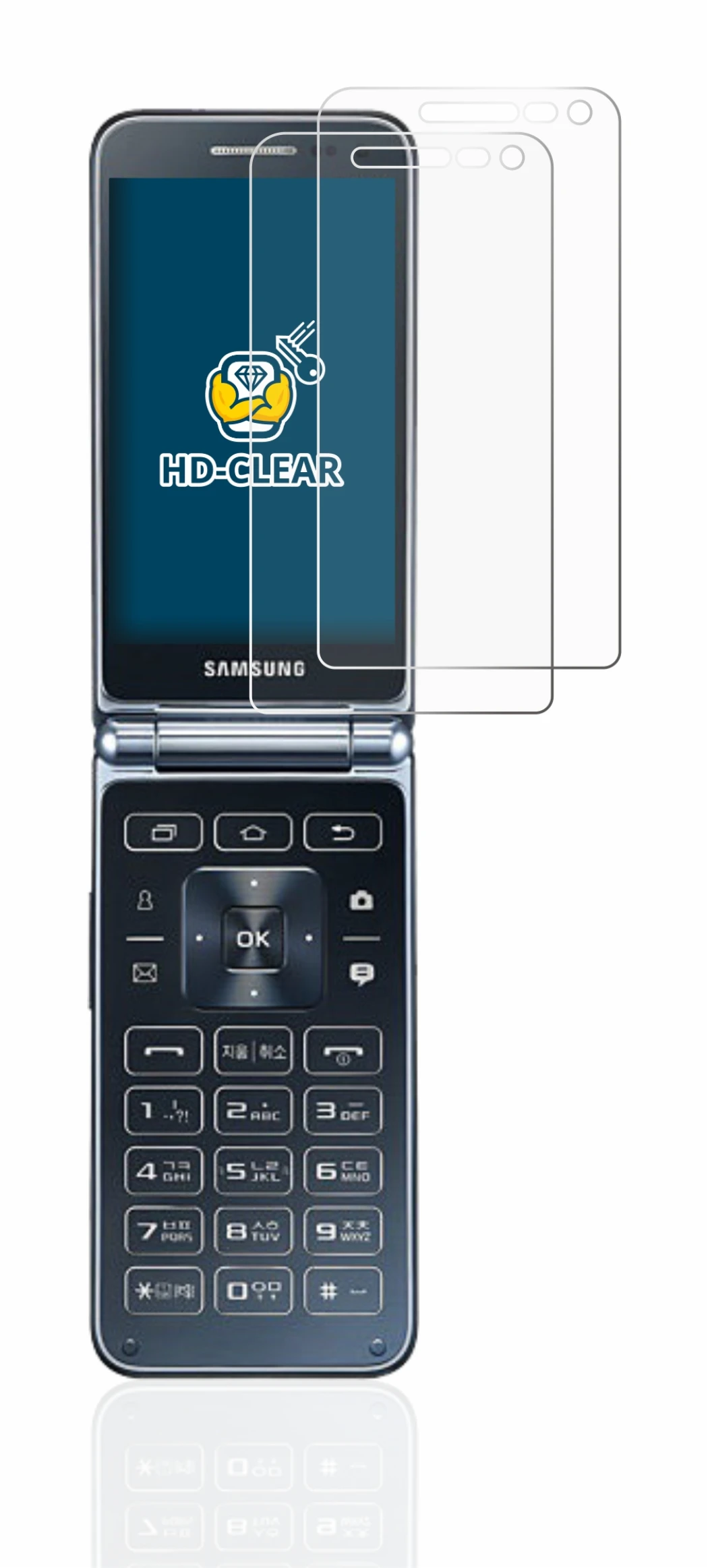 Image de l'appareil Samsung Galaxy Folder 2 avec une grande variété de protections d'écran.