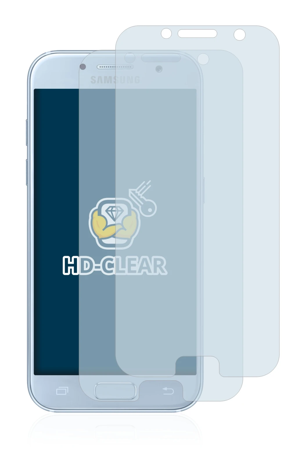 Image de l'appareil Samsung Galaxy A5 2017 avec une grande variété de protections d'écran.