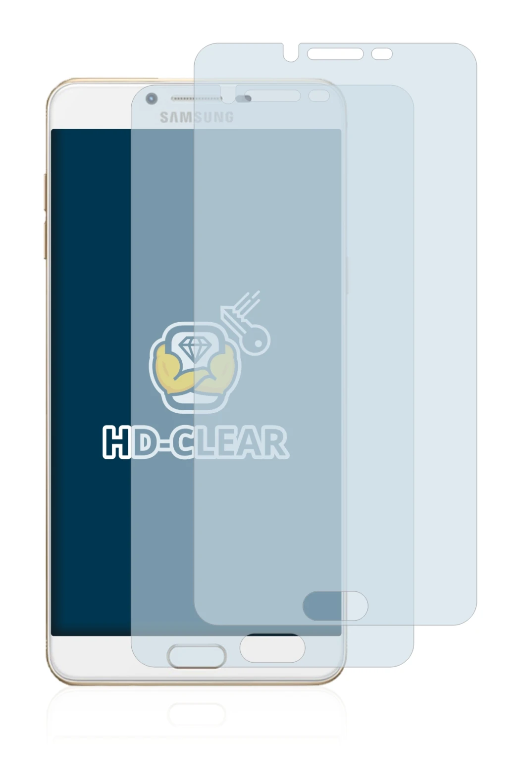 Image de l'appareil Samsung Galaxy C9 Pro avec une grande variété de protections d'écran.