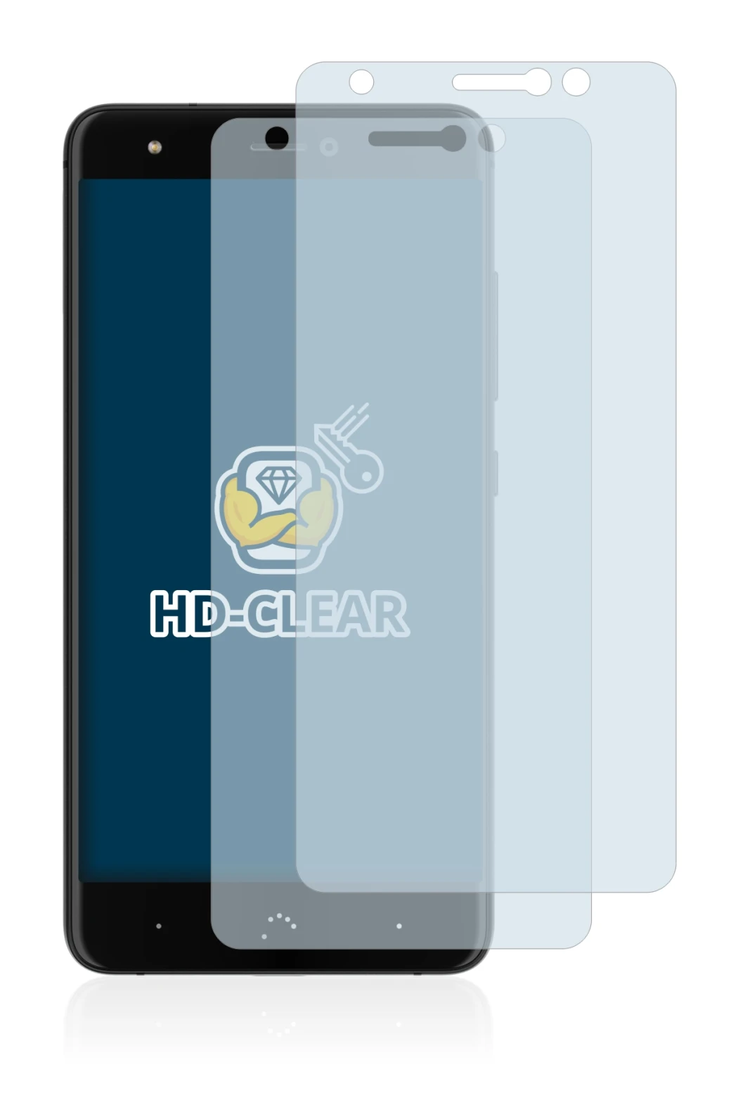 Image de l'appareil BQ Aquaris X avec une grande variété de protections d'écran.