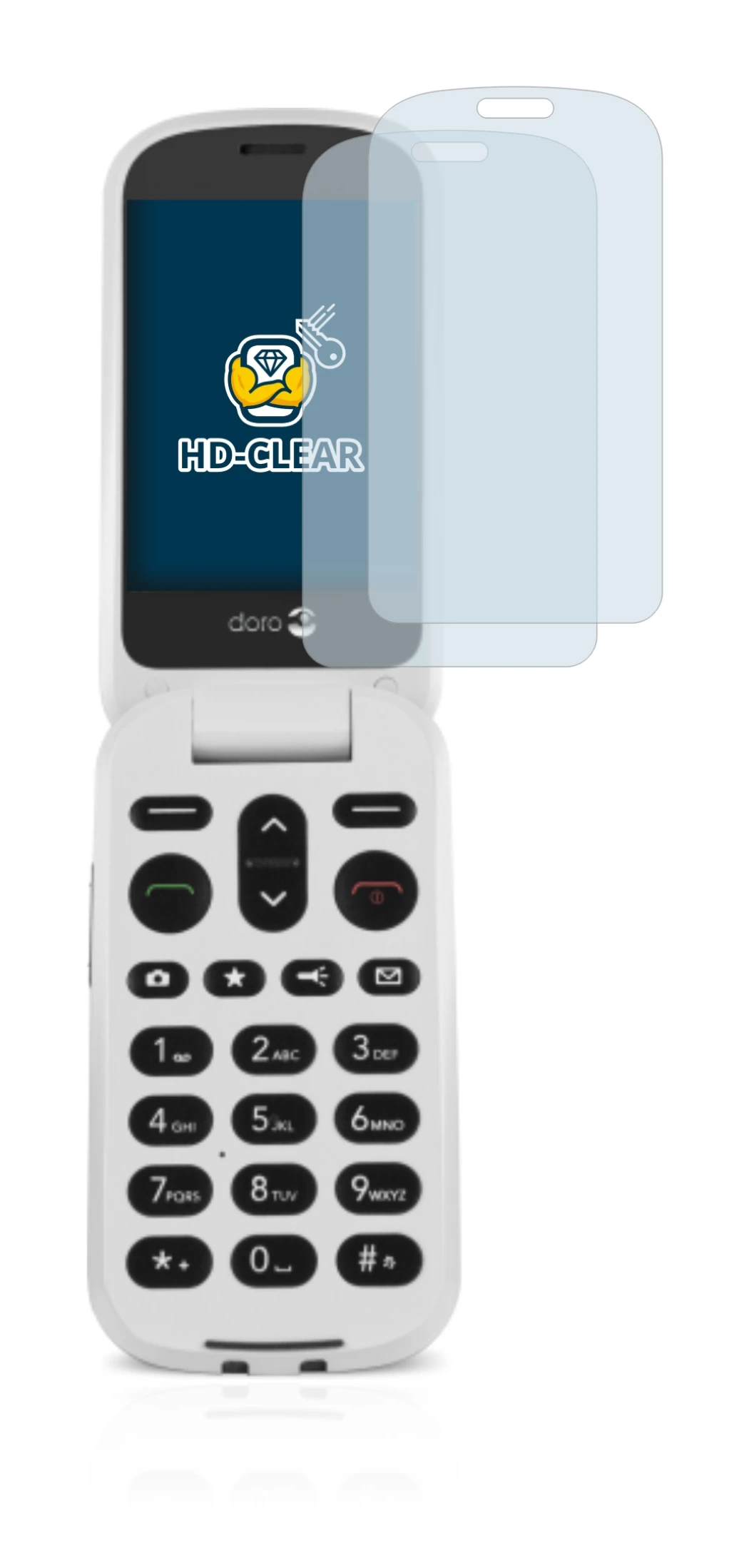 Image de l'appareil Doro 6050 avec une grande variété de protections d'écran.