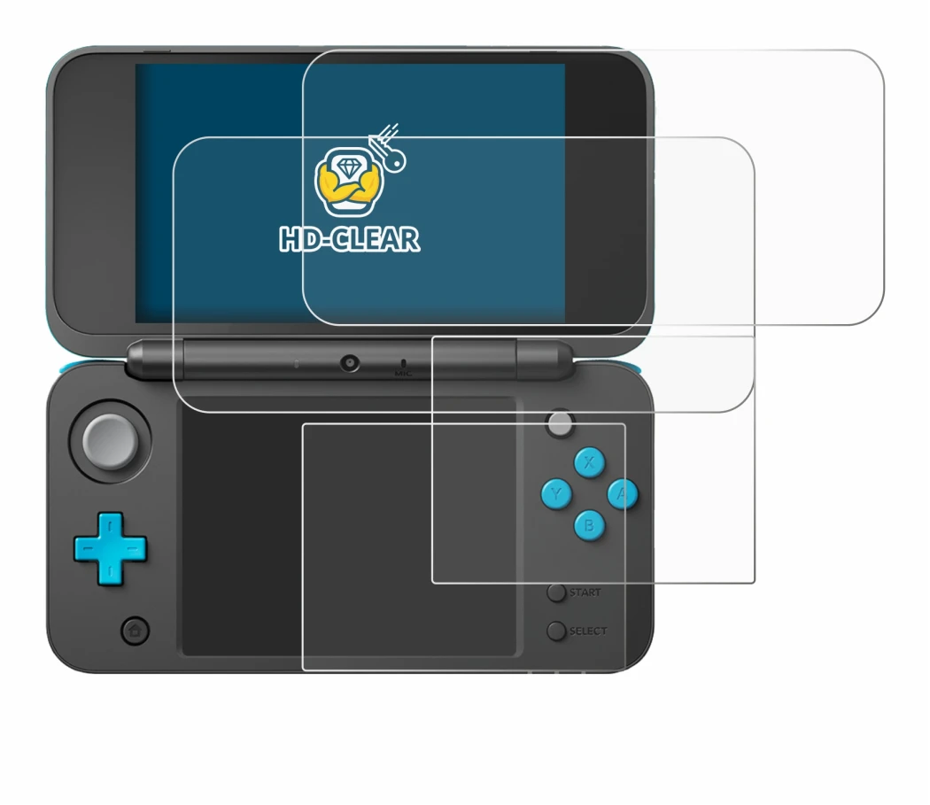 Image de l'appareil New Nintendo 2DS XL avec une grande variété de protections d'écran.