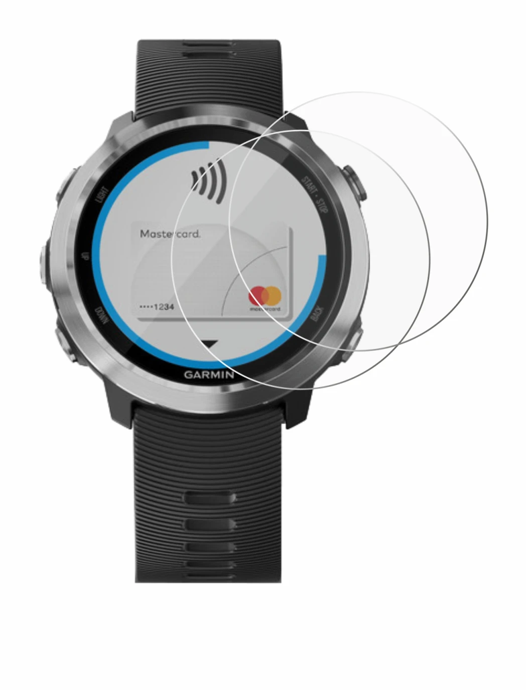 Image de l'appareil Garmin Forerunner 645 avec une grande variété de protections d'écran.
