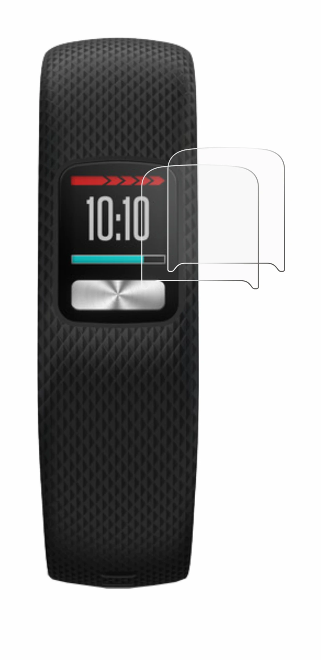Image de l'appareil Garmin Vivofit 4 avec une grande variété de protections d'écran.