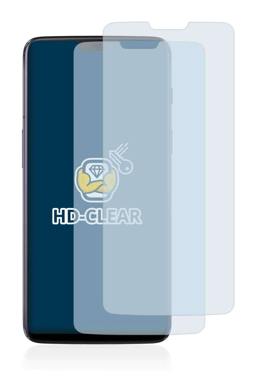 Image de l'appareil OnePlus 6 avec une grande variété de protections d'écran.